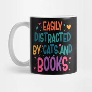 easily distracted by cats and books Mug